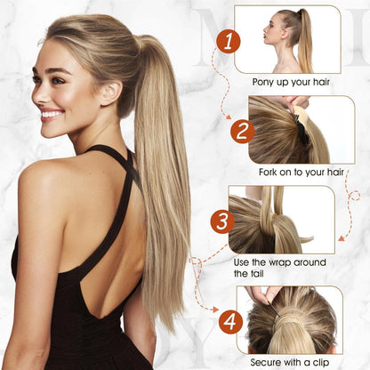 Echthaar Zopf Blond 45cm – Haarverlängerung mit Klettverschluss