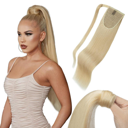Echthaar Zopf Blond 40cm – Haarverlängerung mit Klettverschluss