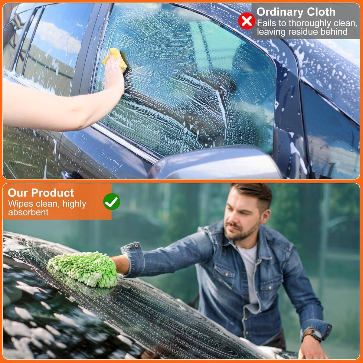 6x Mikrofaser Waschhandschuhe Auto Reinigung Set – Schonend & Vielseitig