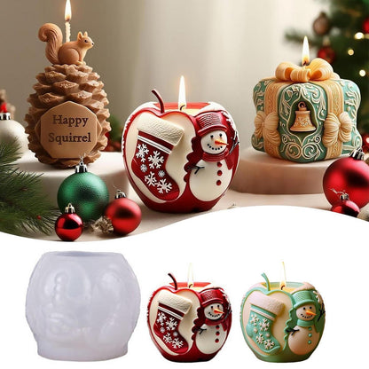 3D Silikon Weihnachtsformen Set - Apfel, Socken, Schneemann