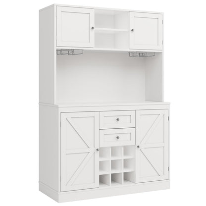 Küchenschrank Weiß mit Weinregal & Verstellbaren Ablagen (120x40x188cm)