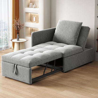 Schlafsofa Klein – 3-in-1 Schlafsessel mit Bettfunktion (Hellgrau)
