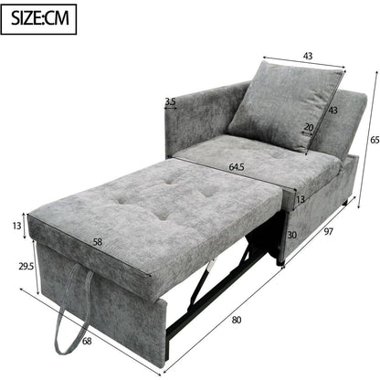 Schlafsofa Klein – 3-in-1 Schlafsessel mit Bettfunktion (Hellgrau)