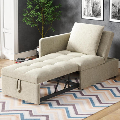 Schlafsofa Klein – 3-in-1 Schlafsessel mit Bettfunktion (Beige)