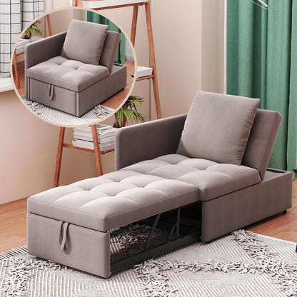 Schlafsofa Klein – 3-in-1 Schlafsessel mit Bettfunktion (Grau)