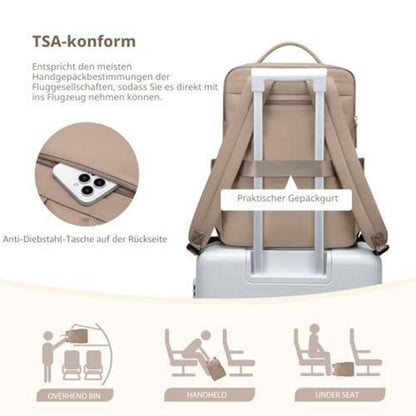 Laptop Rucksack Damen 16 Zoll – Wasserdicht, Braun, Business & Reise