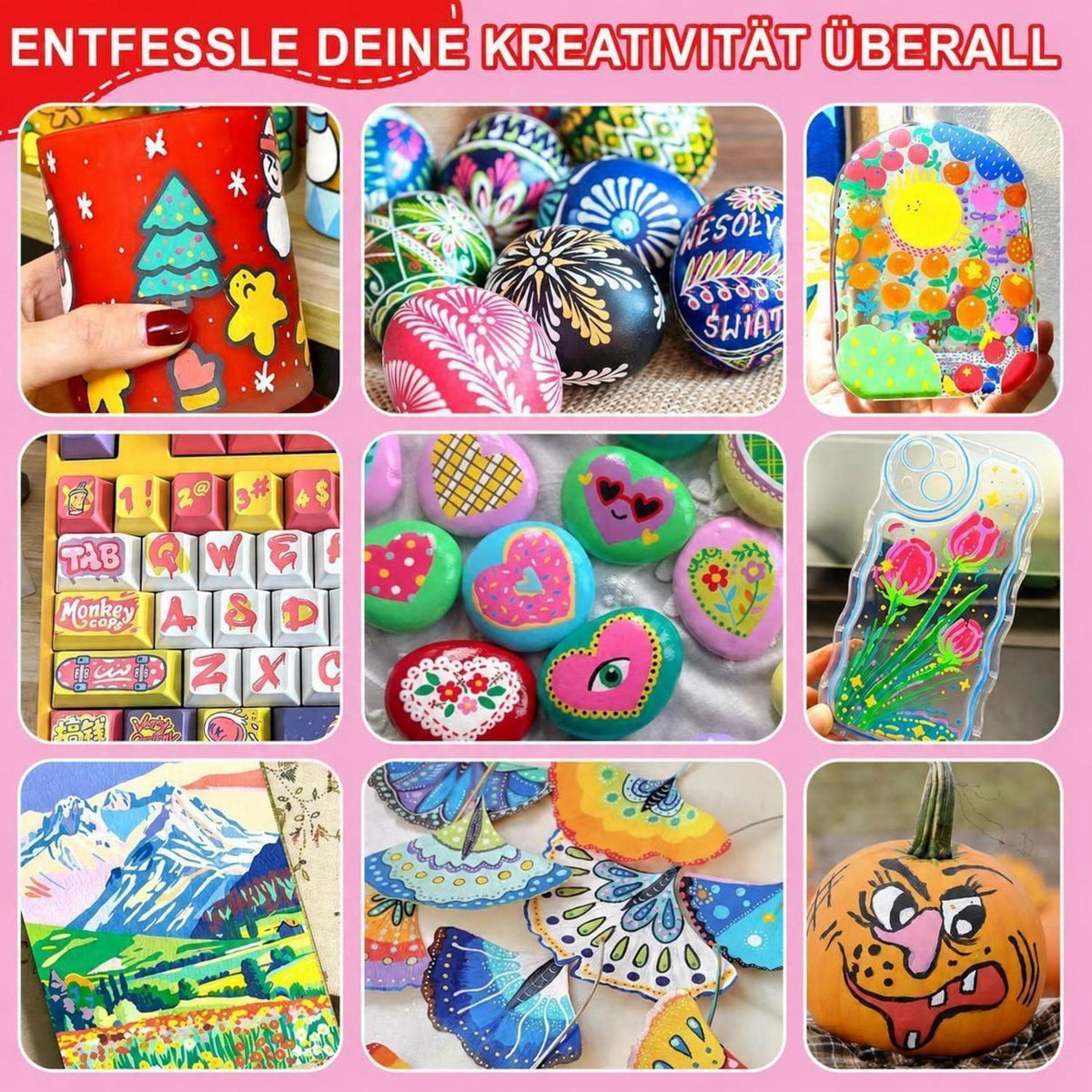 168 Acrylstifte Set mit Pinselspitze – Wasserfest & Vielseitig