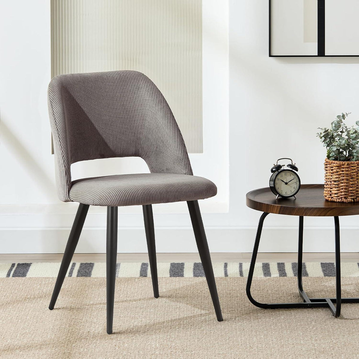 Esszimmerstühle 2er Set Kordsamt Braun Ergonomisch