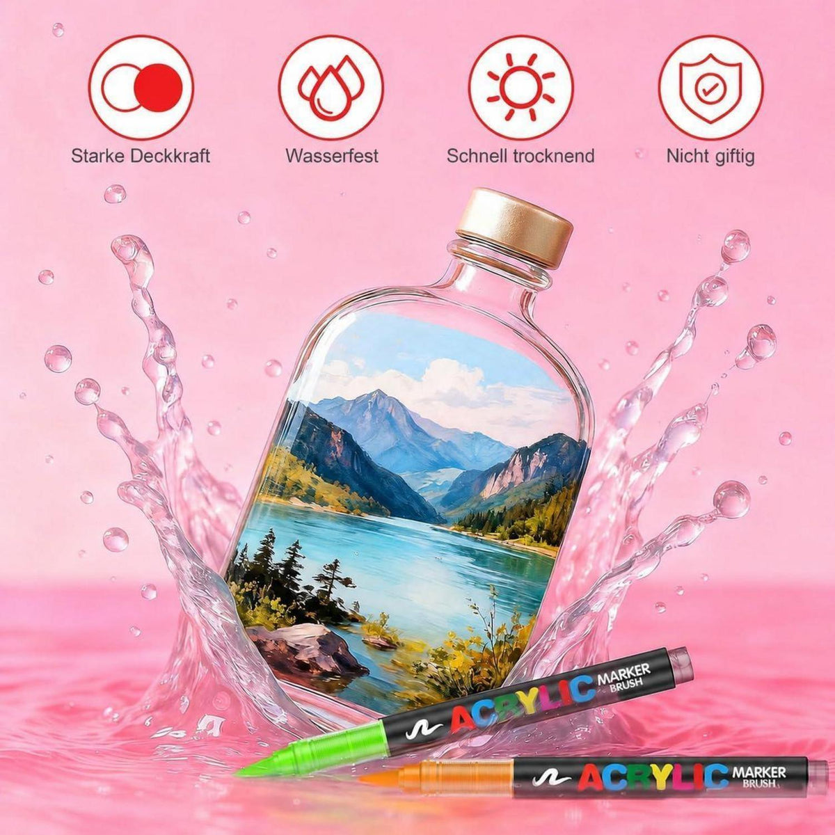 Acrylstifte Set 240 Farben – Pinselspitze, wasserfest & vielseitig