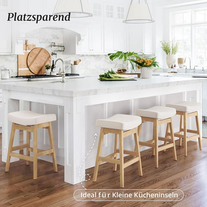 Barhocker Set 4er – Beige, 61cm, Stoff Sitzfläche