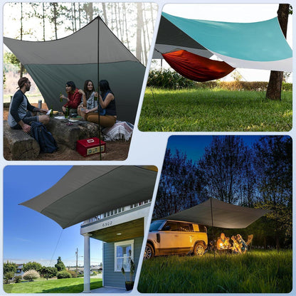 Ultraleichtes Tarp 3,7x4,3m wasserdicht & UV-Schutz Türkis/Grau
