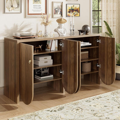 Holz Sideboard mit Schubladen & Verstellbaren Regalen (147x40x80)