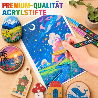 Acrylstifte Set 288 Farben – Pinselspitze für Steine, Glas & mehr