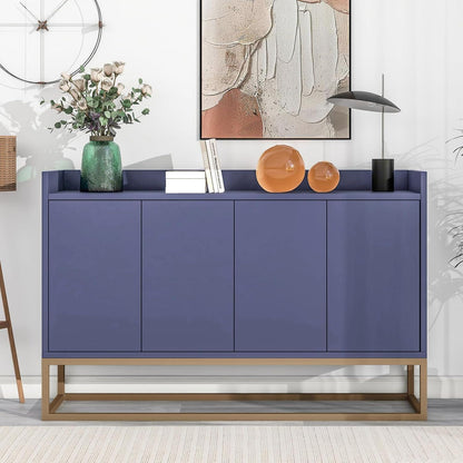 Blaues Sideboard mit 4 Türen & verstellbaren Regalen (120x30x80cm)