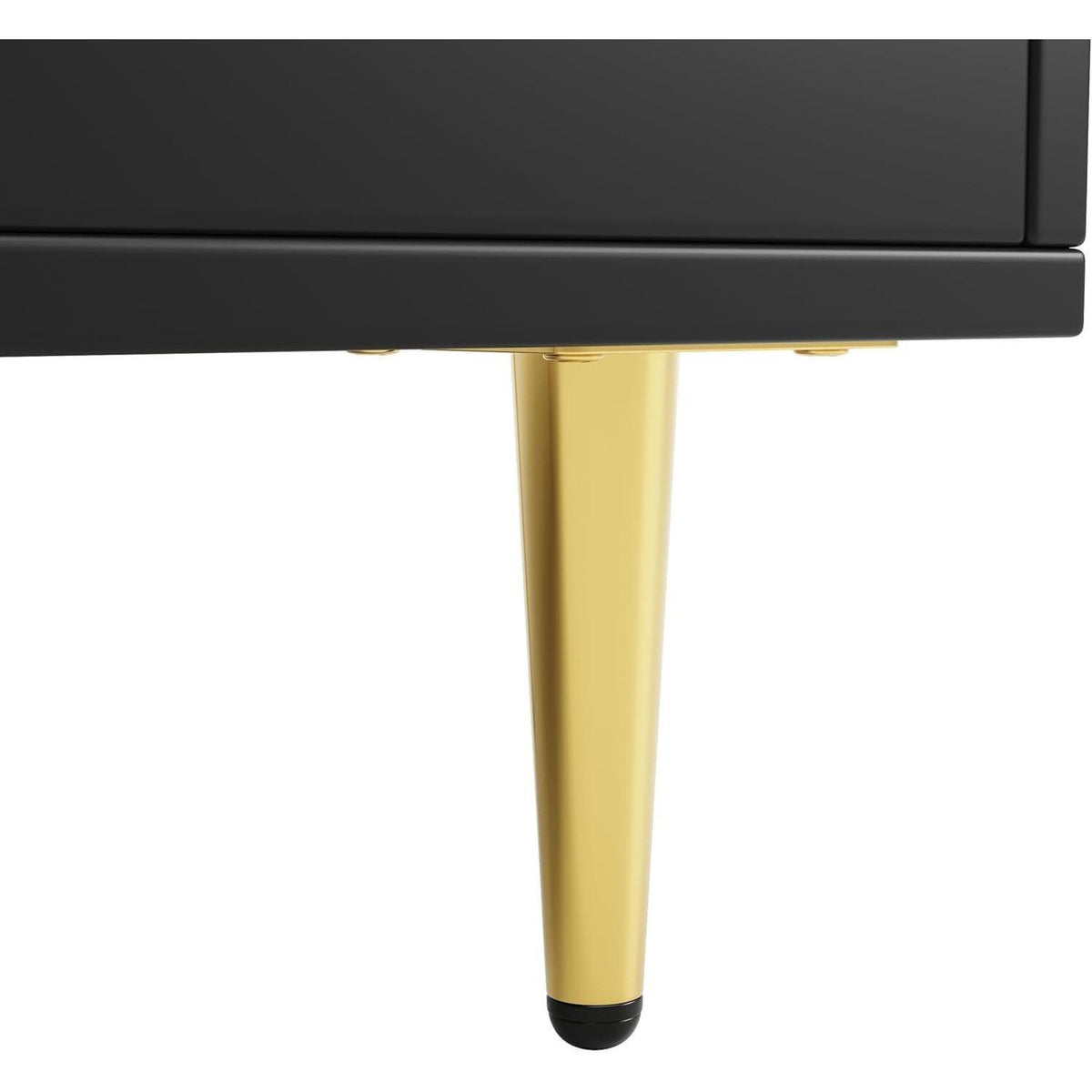 Hochschrank mit Glastür & Weinregal – Schwarz mit Gold | 145x39x171cm
