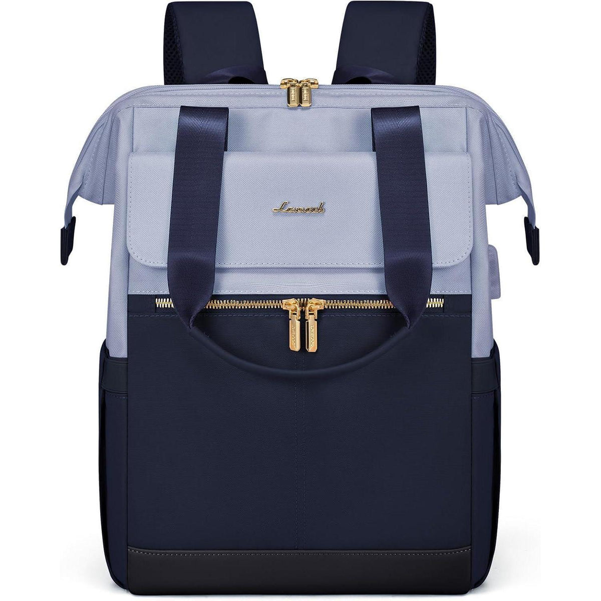 Laptop Rucksack 17,3 Zoll wasserdicht für Uni Büro Arbeit Hellblau Marineblau