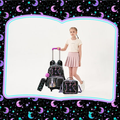 Schultrolley Rucksack Kinder mit Rollen – Schwarz