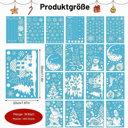 18x Fensterbilder Weihnachten – Wiederverwendbare Deko Aufkleber