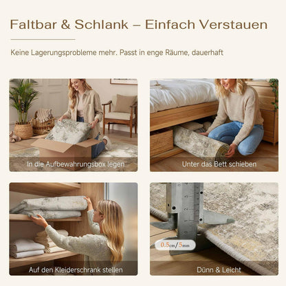 Abstrakt Teppich Braun-Grau 200x300cm Rutschfest Kurzflor