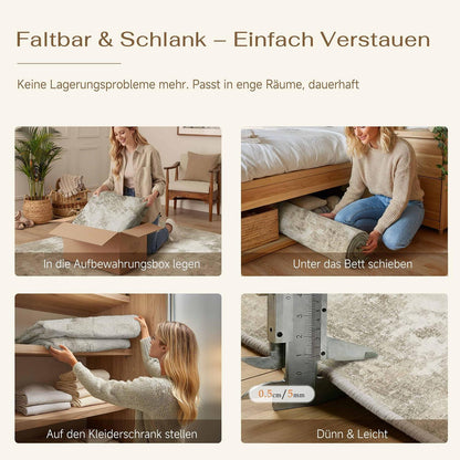 Beiger Wohnzimmerteppich 160x230cm – Rutschfest & Waschbar