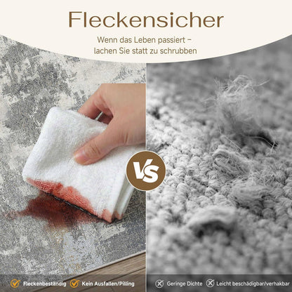 Abstraktes Wohnzimmer Teppich Blau-Grau 200x300cm Rutschfest Kurzflor