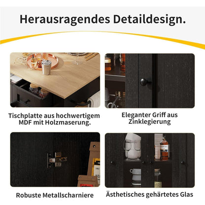 Kücheninsel mit abnehmbaren Trennwänden & Glasausstattung