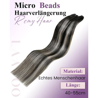 Echthaar Micro Weft Extensions Balayage Schwarz 50cm