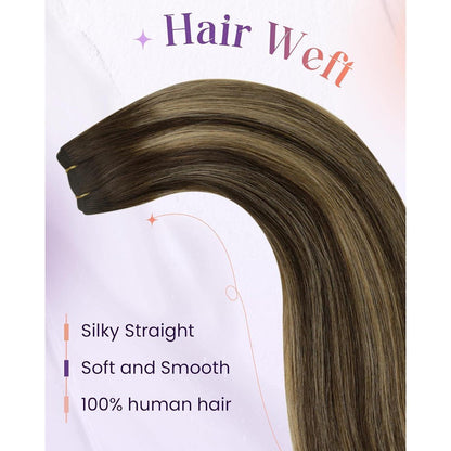 Echthaar Tressen Braun Balayage 40cm - 100g #4/27/4