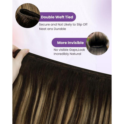 Echthaar Tressen Braun Balayage 40cm - 100g #4/27/4