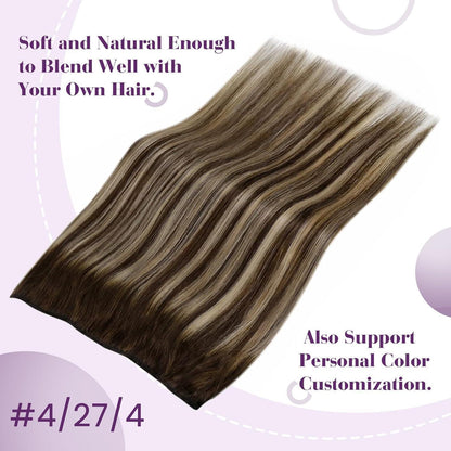 Echthaar Flip-in Extensions Braun Ombre 45cm