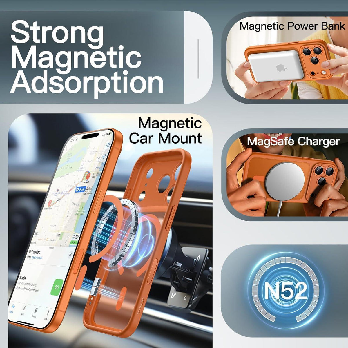 Magnetische Hülle für iPhone 17 Pro Max (6,9 Zoll) - Orange
