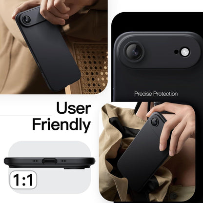 iPhone 17 Air Hülle, ultradünn matt mit Kameraschutz, Schwarz