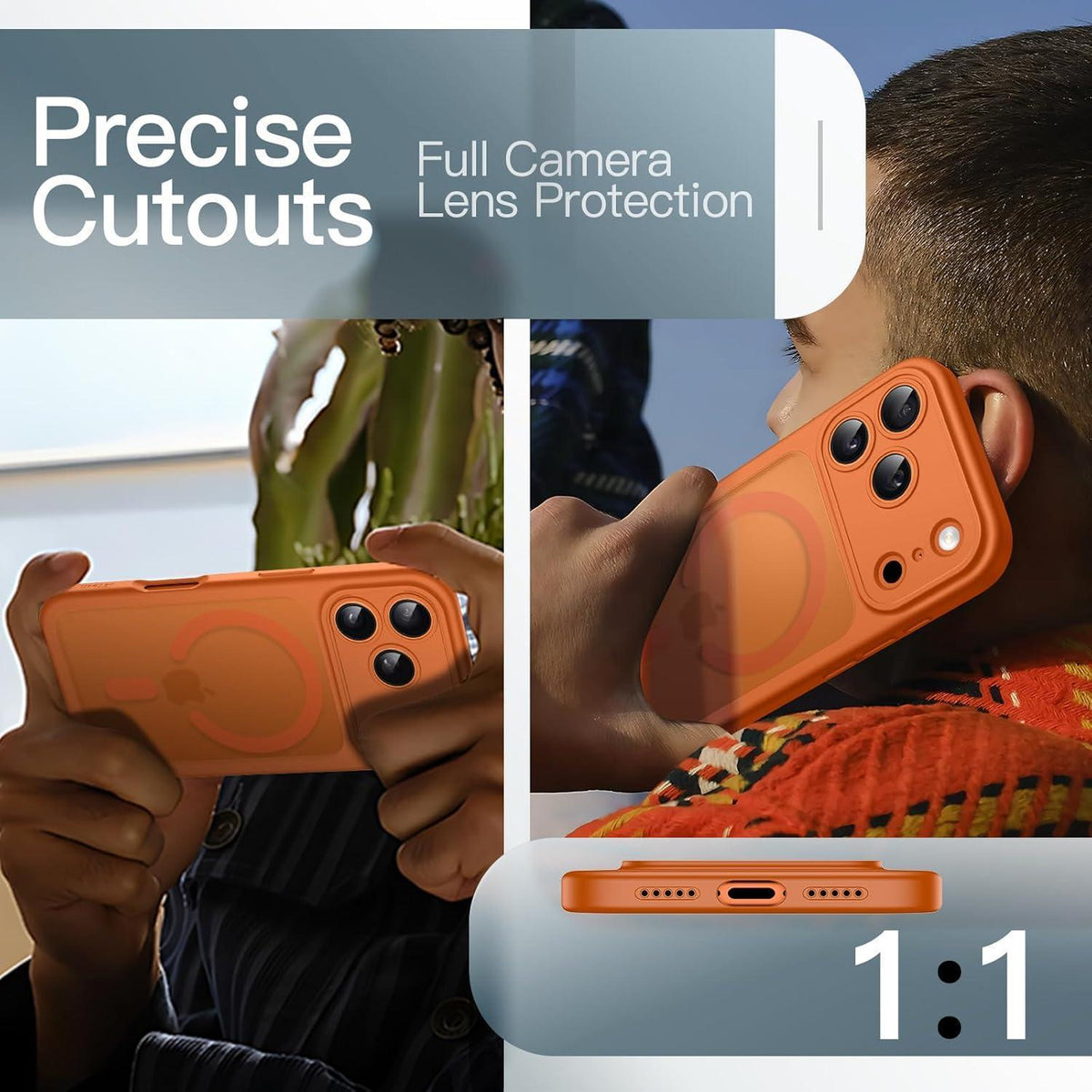 Magnetische Hülle für iPhone 17 Pro 6,3 Zoll, transluzent matt, orange