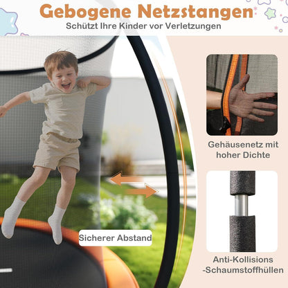 GYMAX Gartentrampolin 244cm mit Sicherheitsnetz & Leiter