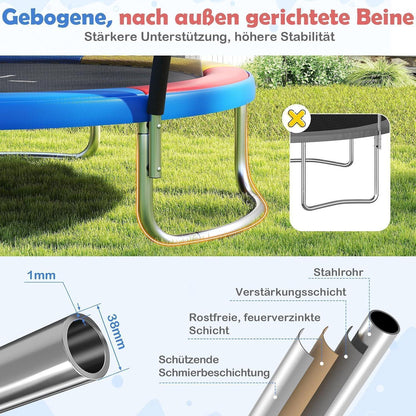 GYMAX Gartentrampolin 244cm mit Sicherheitsnetz & Leiter