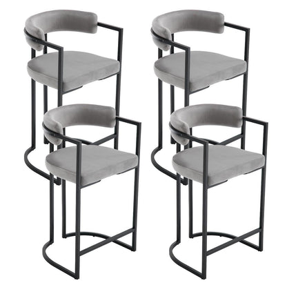 Barhocker Set Grau – Samt & Metall, 66cm Sitzhöhe