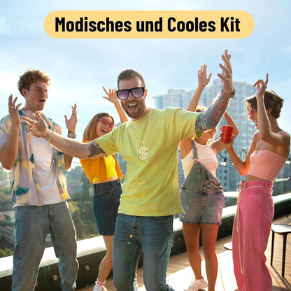 Hip Hop Rapper Kostüm Set 6-teilig – 80er 90er Jahre Outfit