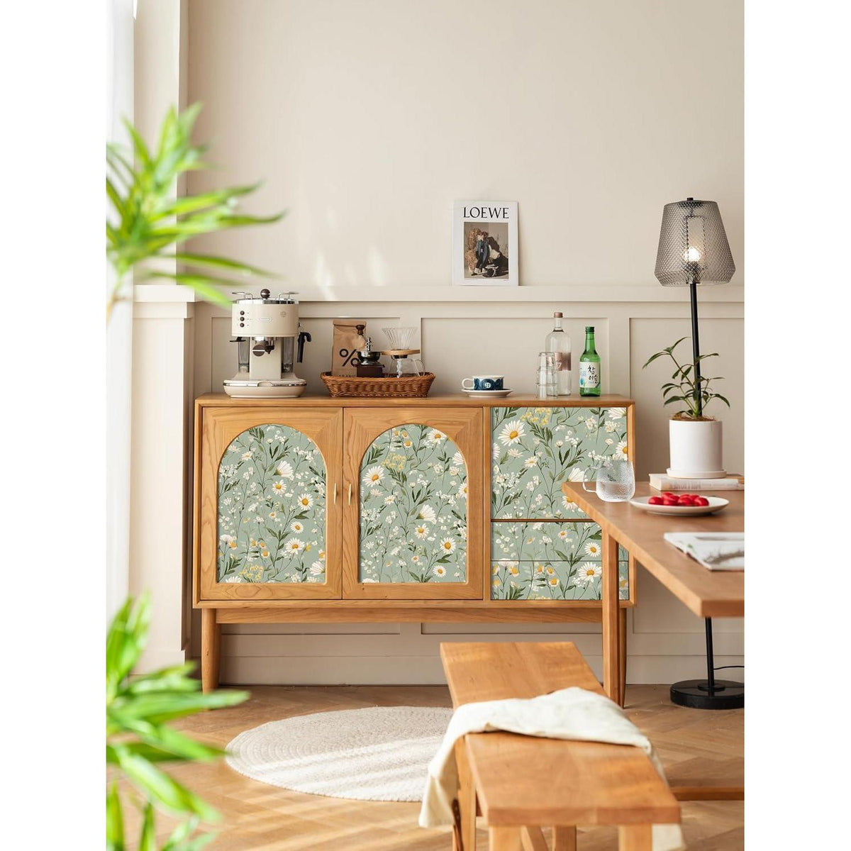 Selbstklebende Fototapete Blumen Design 44x300cm Vintage Wanddeko
