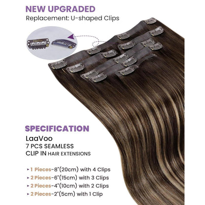 Echthaar Clip-in Extensions Balayage 55cm – 7er Set