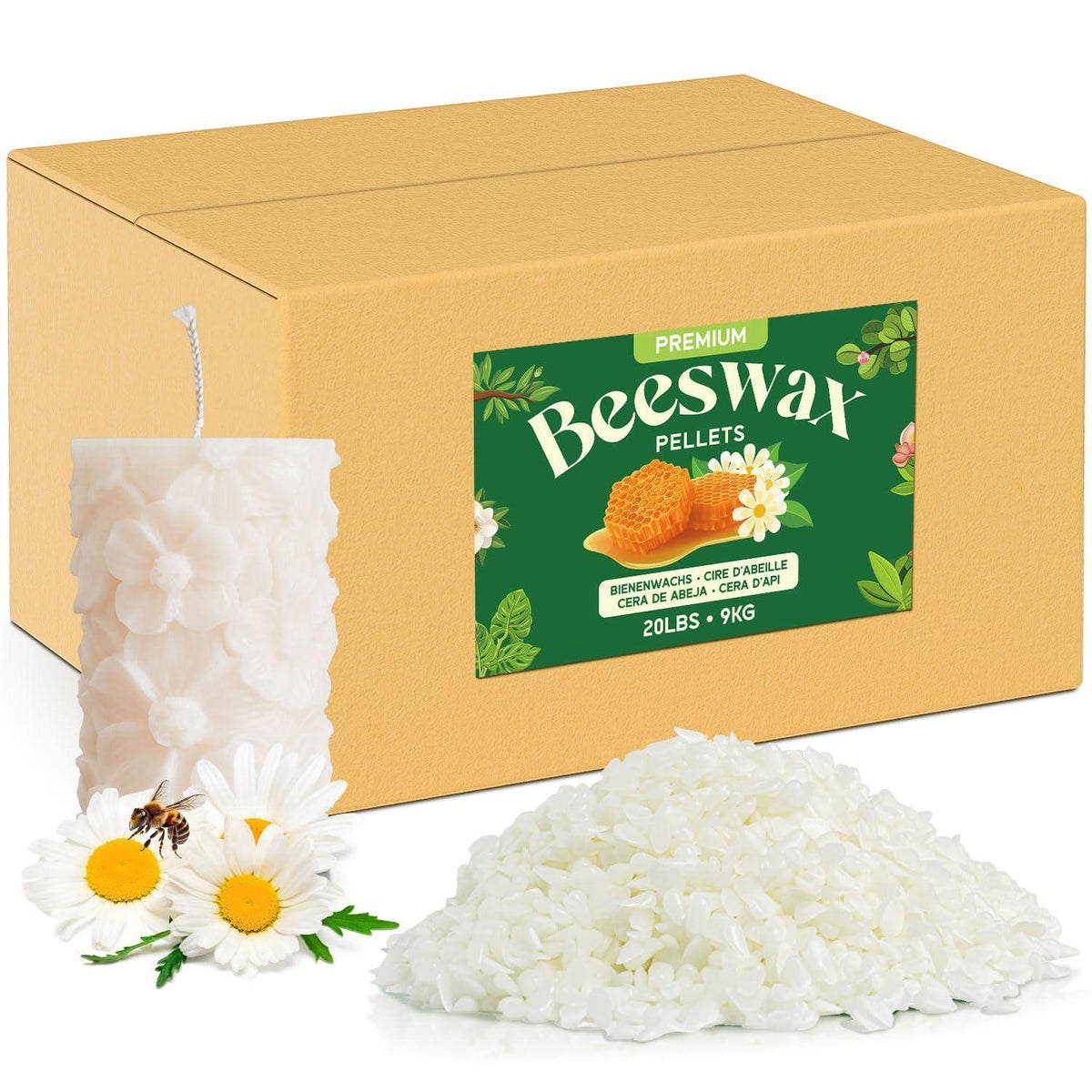 Bio Bienenwachspellets 9kg – Für Kosmetik & Kerzenherstellung