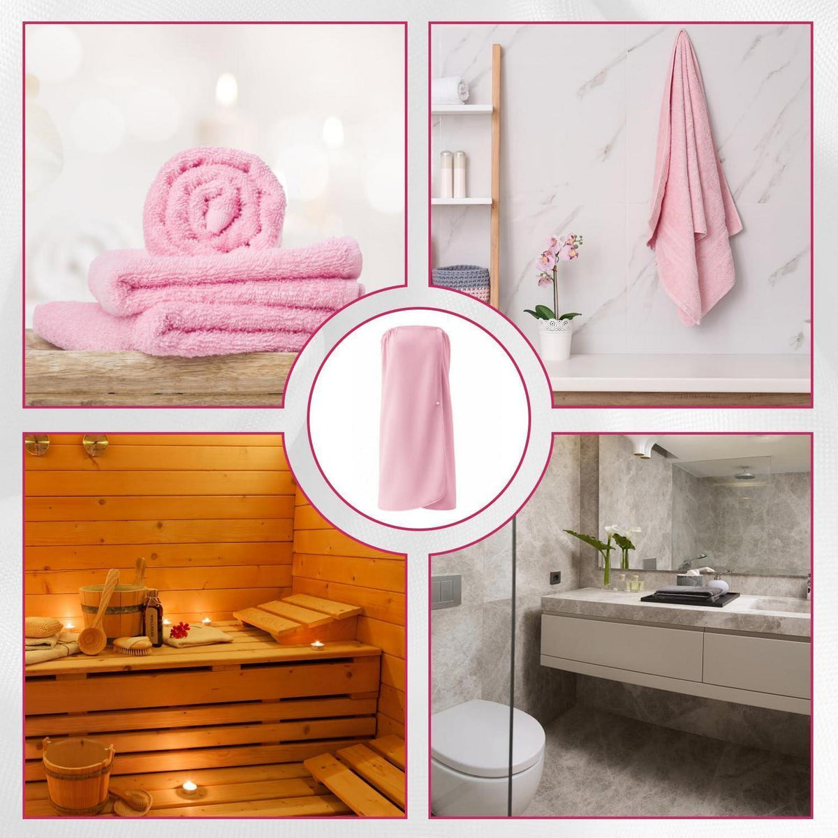 Saunahandtuch Damen Pink – Multifunktions Badetuch für Sauna & Reisen