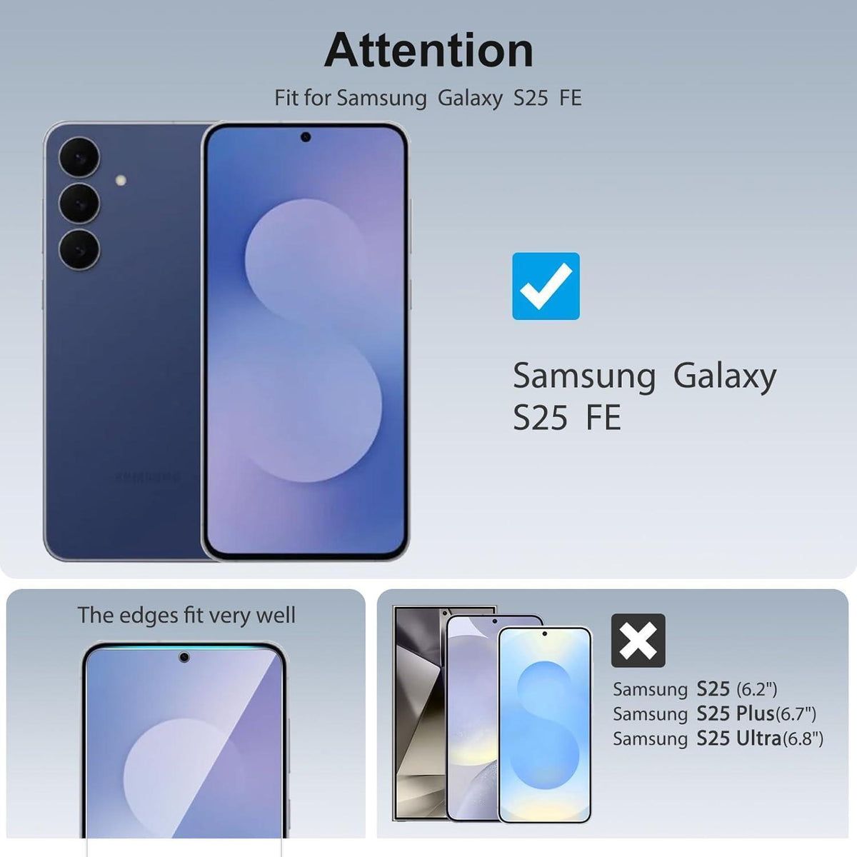 Panzerschutzglas für Samsung S25 FE mit Positionierhilfe