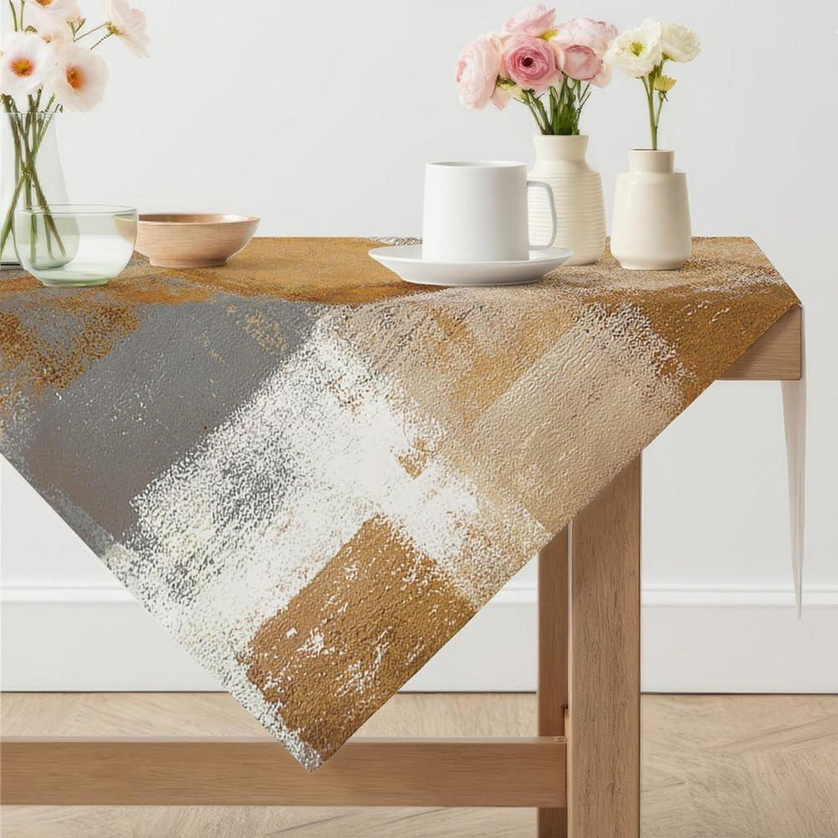 Tischdecke Braun Abwaschbar 100x100 cm – Modern & Landhausstil