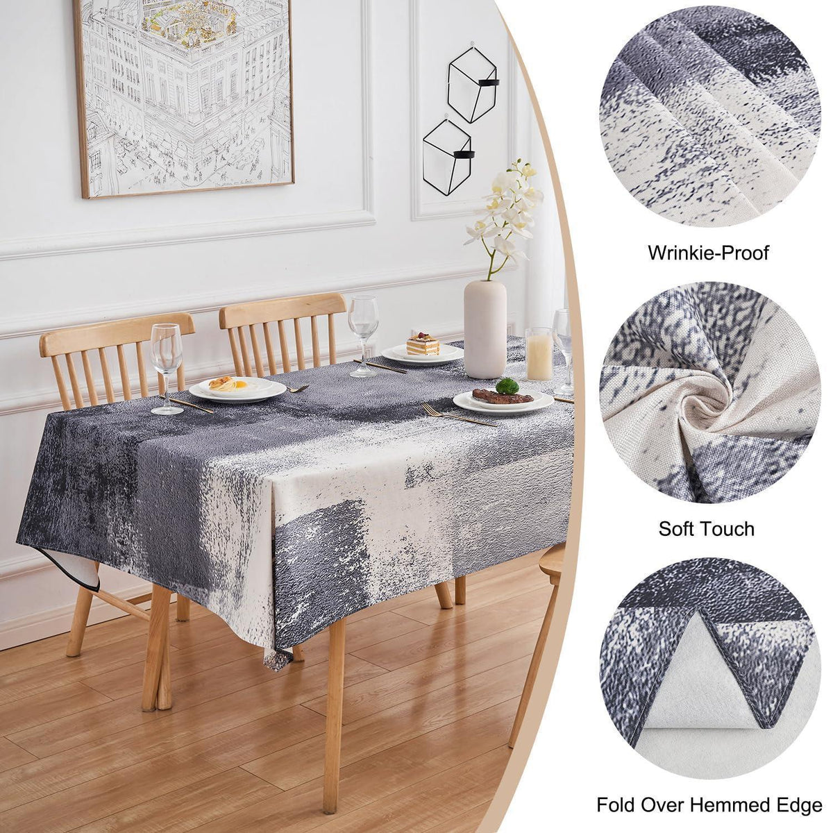 Tischdecke Anthrazit Modern 140x200 cm | Abwaschbar & Vielseitig