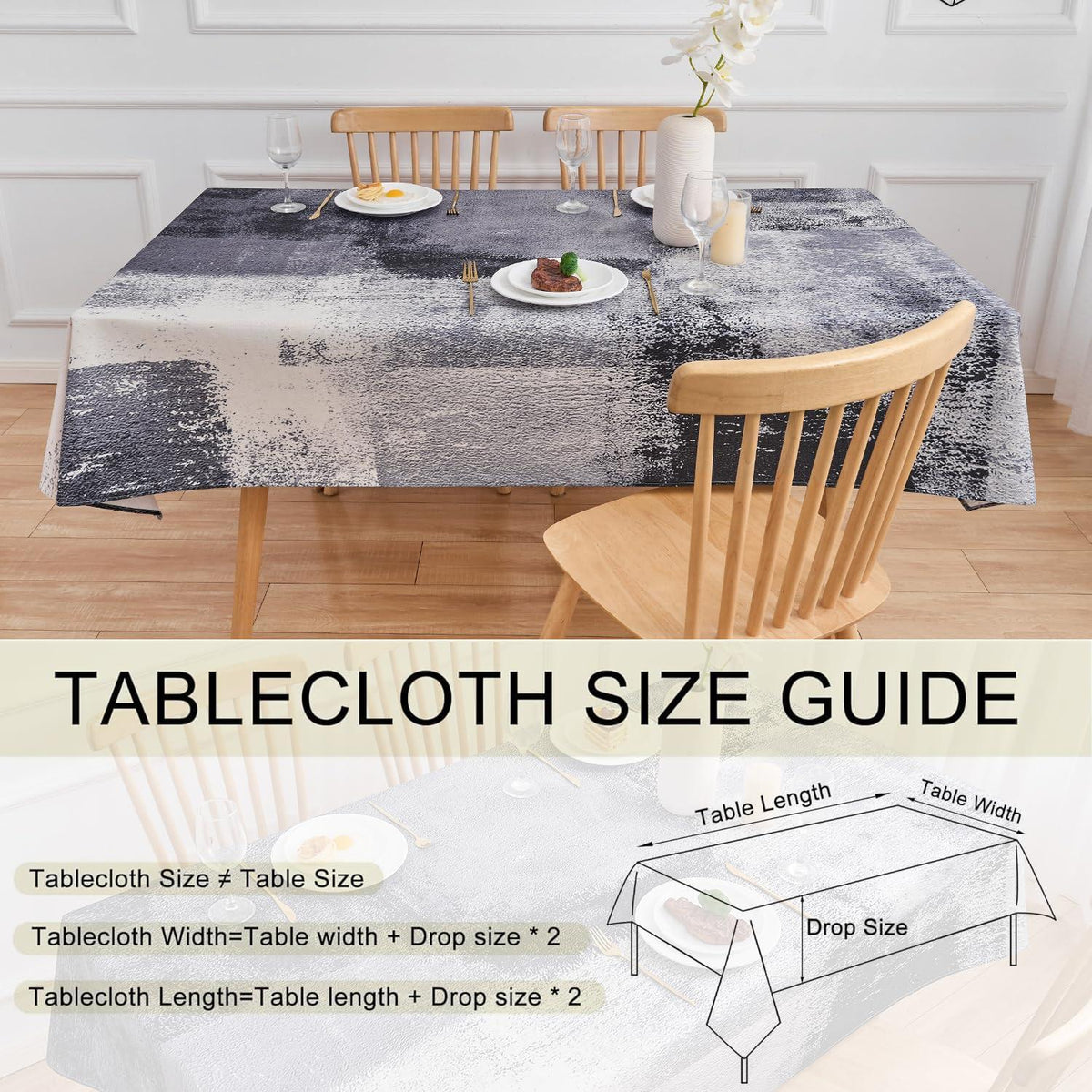 Tischdecke Anthrazit Modern 140x200 cm | Abwaschbar & Vielseitig