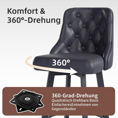 Moderner Barhocker 2er Set in Lederoptik & Fußstütze