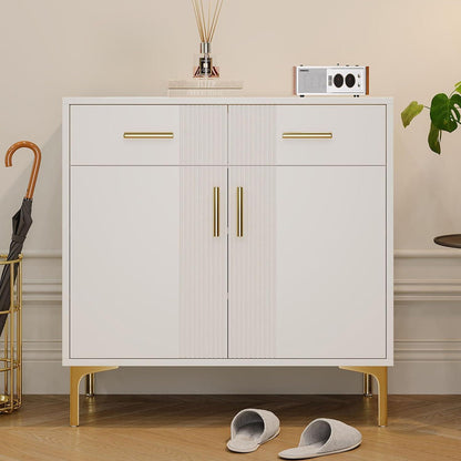 Schmale Kommode mit 2 Türen & 2 Schubladen – Weiß