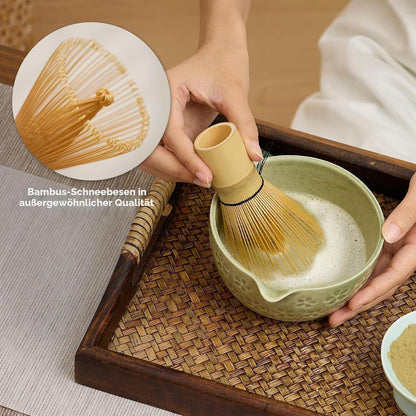 Matcha Set mit Bambus Schneebesen & Schüssel – 8-teilig