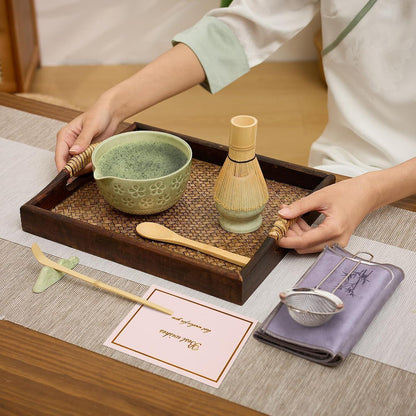 Matcha Set mit Bambus Schneebesen & Schüssel – 8-teilig