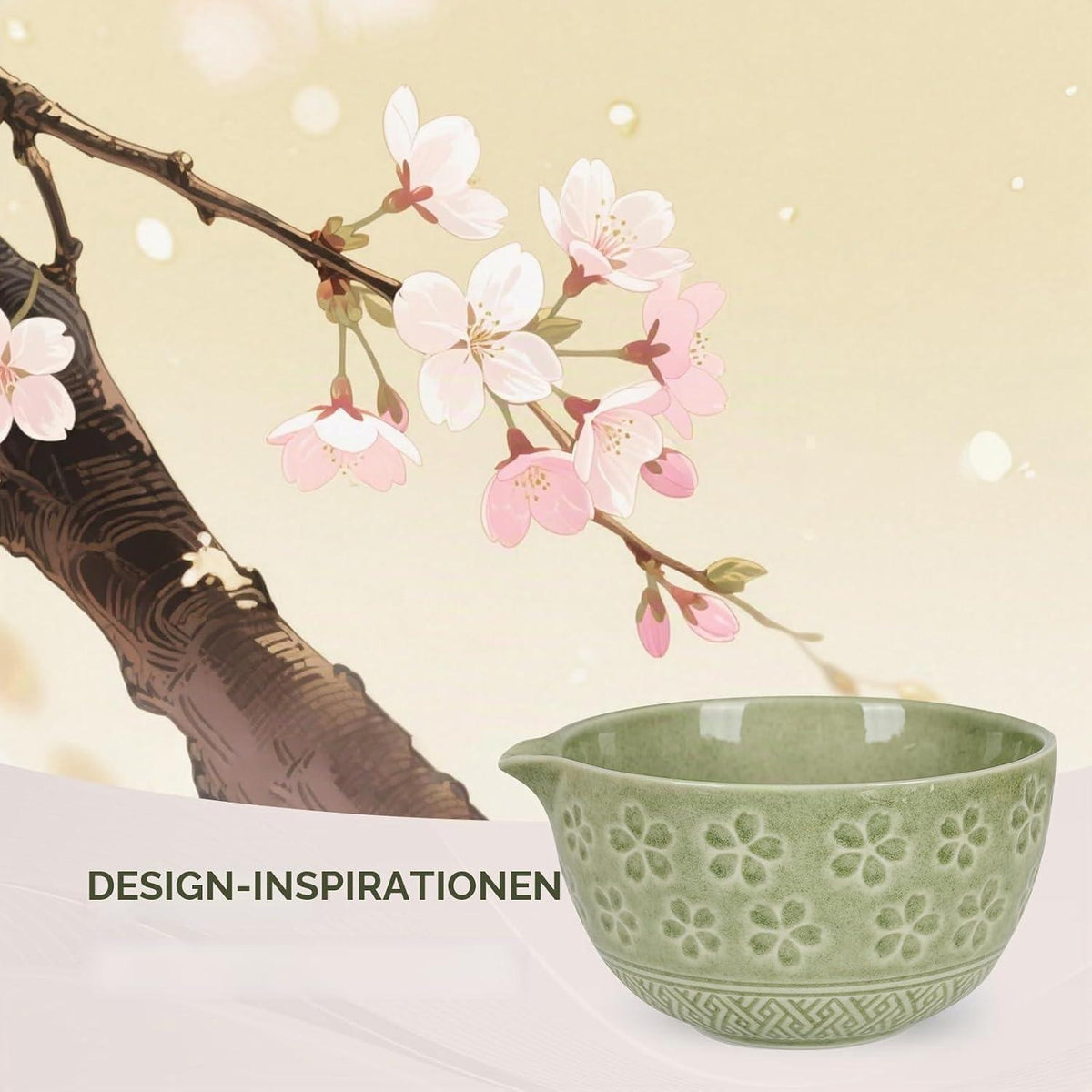 Matcha Set mit Bambus Schneebesen & Schüssel – 8-teilig